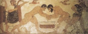 Pintura etrusca (fresco de la Tumba del Barón en Turquinia)