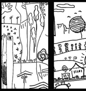 "Cidade", ilustrações de Iara Abreu na Escrita 9.