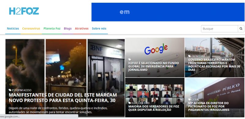 Jornalismo iguaçuense é notícia. H2Foz é contemplado por Fundo do Google