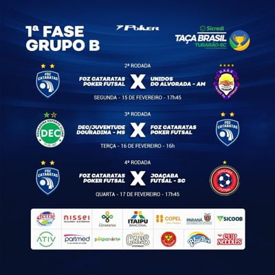 Foz Cataratas Poker Futsal estreia na Taça Basil nesta segunda