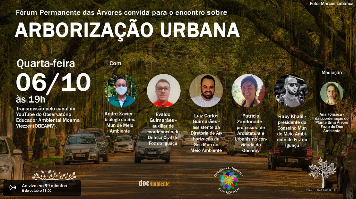 Observatório ambiental transmite debate online sobre arborização urbana de Foz nesta quarta (06)