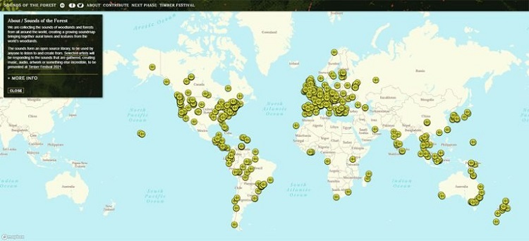 Mapa permite ouvir os sons das florestas ao redor do mundo