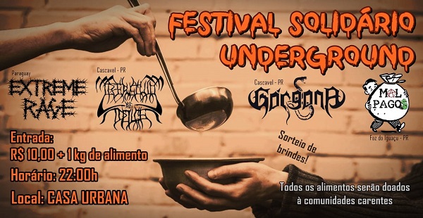 Sábado, 13, festival underground em Foz do Iguaçu reunirá bandas pela solidariedade