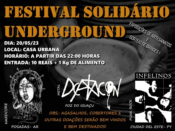 Neste sábado (20), tem Festival Solidário Underground em Foz